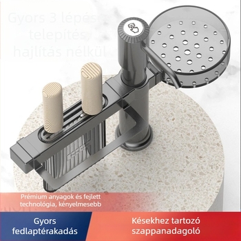 Smart konyhai mosogató szervező szappan adagolóval és kés tartóval — ABS, modell DJZYEQ, 530 g