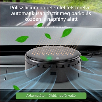 Autóba szerelhető szagtalanító légtisztító, kétmagos, USB táppal, 50 m3/h, csendes <36 dB, formaldehid eltávolítás