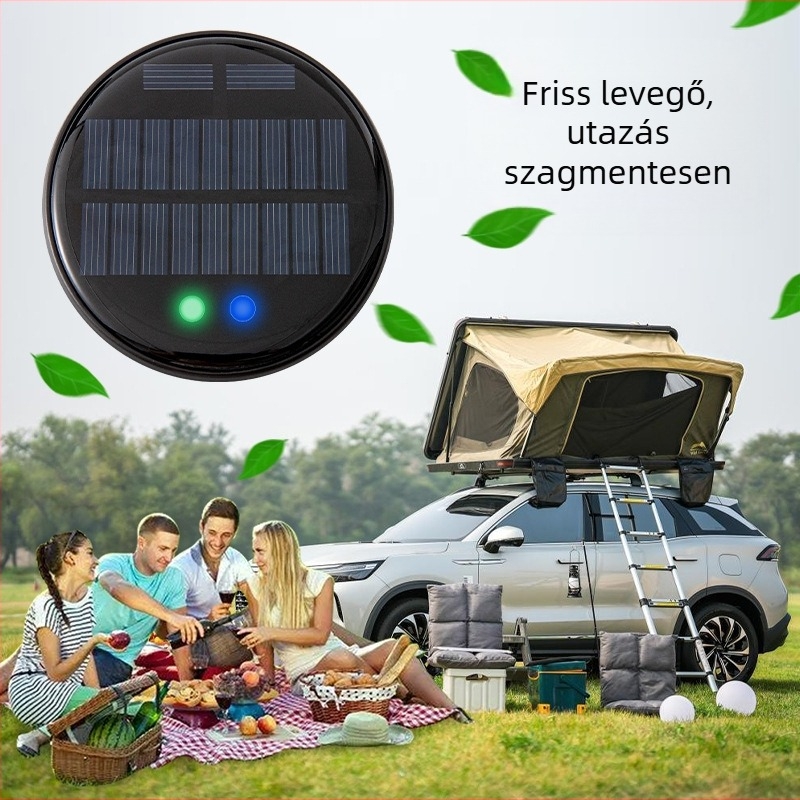 Autóba szerelhető szagtalanító légtisztító, kétmagos, USB táppal, 50 m3/h, csendes <36 dB, formaldehid eltávolítás
