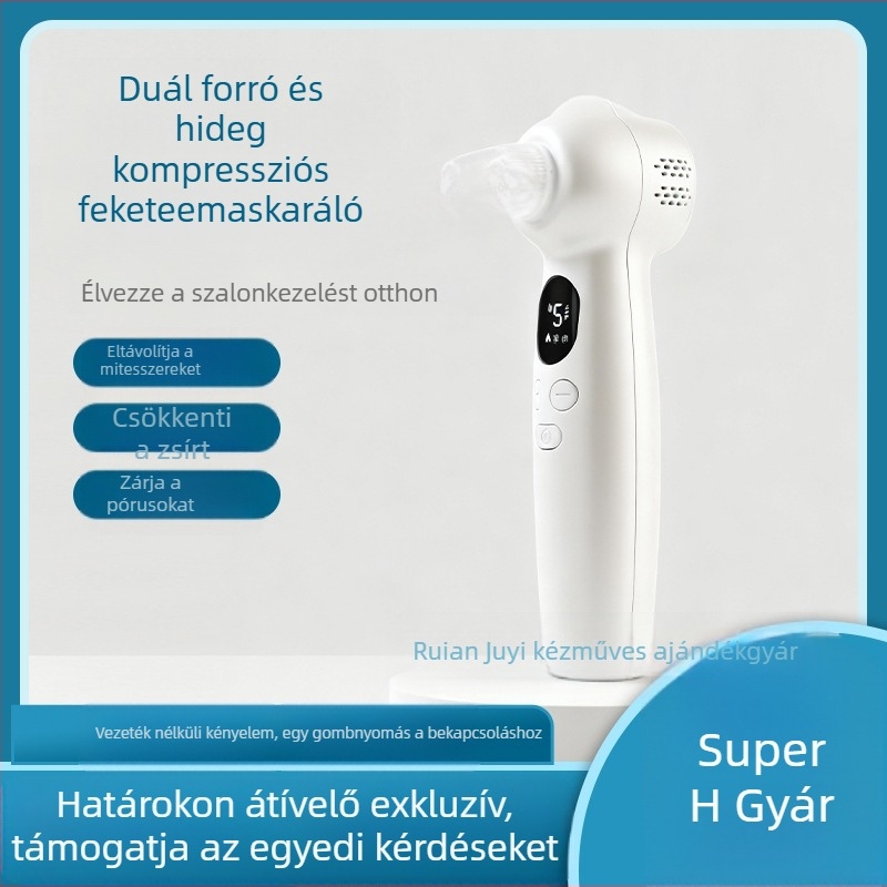 Ultrahangos pórustisztító készülék rezgő masszázzsal, hideg-meleg kompresszió, fekete pöttyök és pattanások szívó funkcióval - Modell JY-0088, ABS burkolat, CE ROHS FCC, 5 fokozatú beállítás