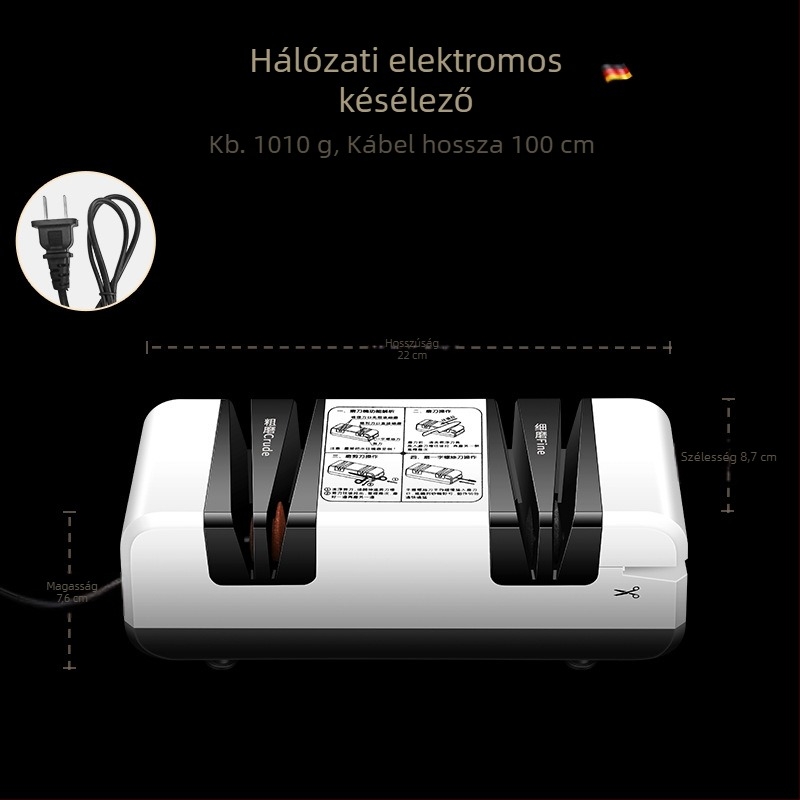 Bomans elektromos olló élező, négy részes élező kő, Emery kővel