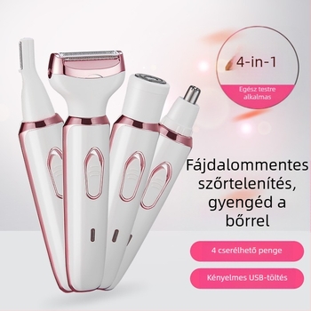 4 az egyben elektromos arcápoló trimmel: orrszőr eltávolítása, szemöldök nyírása és oldalszakáll formázása; újratölthető, 4 fej, mosható vágófej, kefés motor — modell ZH-SN8866