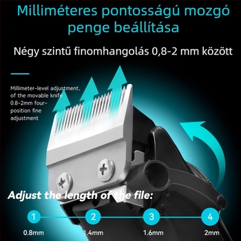KM-2279 professzionális elektromos hajvágó LCD kijelzővel, beépített 500–800 mAh akkumulátor, 1–3 órás üzemidő, rozsdamentes acél vágófej, vízálló