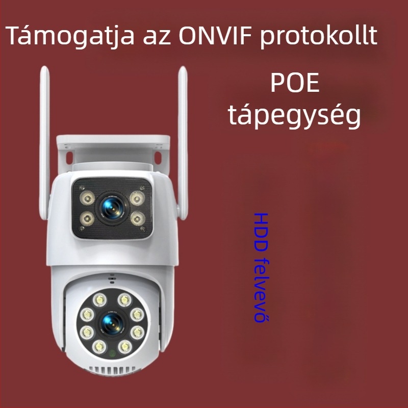 Külső PoE megfigyelő kamera ONVIF-támogatással – 1080p, 2 csatornás, éjszakai látás