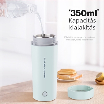 Elektromos ivócsésze, 350 ml, kettős feszültség 110V/220V, 300W, alapfűtés, belső 304 rozsdamentes acél