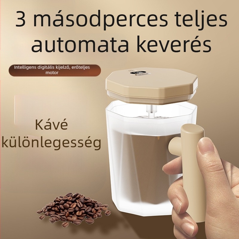 Elektromos automata keverő pohár kávéhoz, egygombos működés, élelmiszer-minőségű anyag, testreszabható logó, 167 g