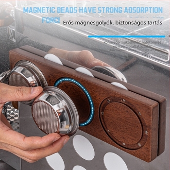 Tömörfa retro stílusú mágneses fali tárolólap kávéport poros tálakhoz