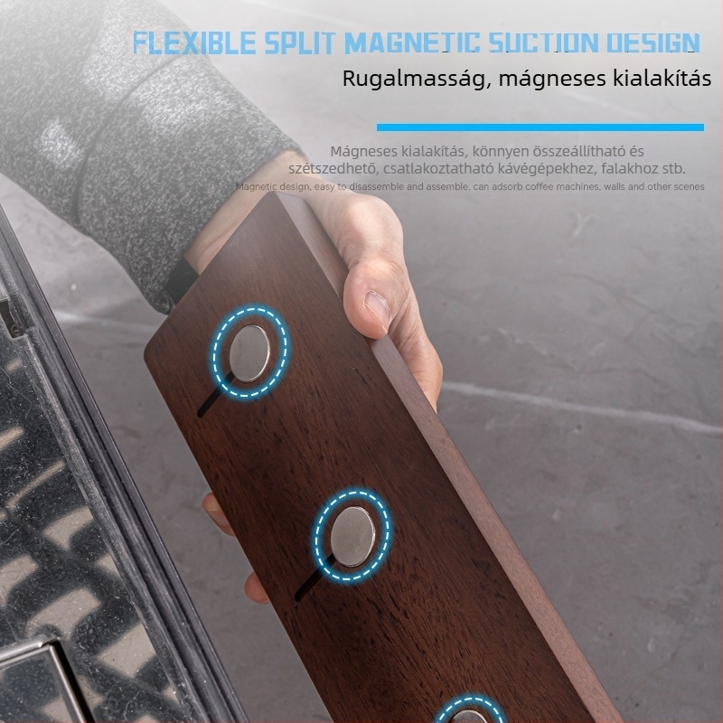 Tömörfa retro stílusú mágneses fali tárolólap kávéport poros tálakhoz