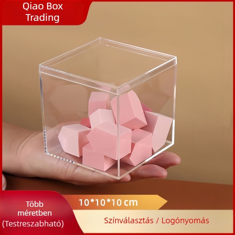 PS műanyag négyszögletes doboz fedéllel asztali akváriumhoz, 850 ml térfogat, fal vastagsága 2 mm, logó nyomtatás
