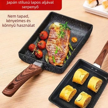Négyzet alakú tapadásmentes alumínium serpenyő Tamagoyakihoz, 3,5 cm mély, egyetlen aljzattal, omletthez és sült gombócokhoz