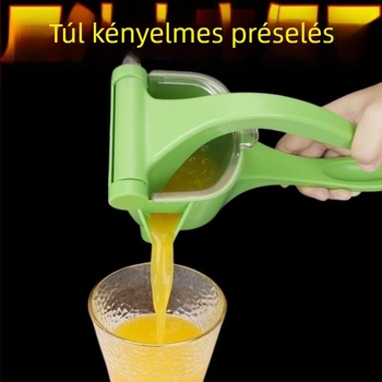 Yigou kézi gyümölcsprés, PP anyagú, elektromos nélkül, citrom- és narancslé kinyerésére, Yiwu eredetű, 2021 nyarán bemutatva.