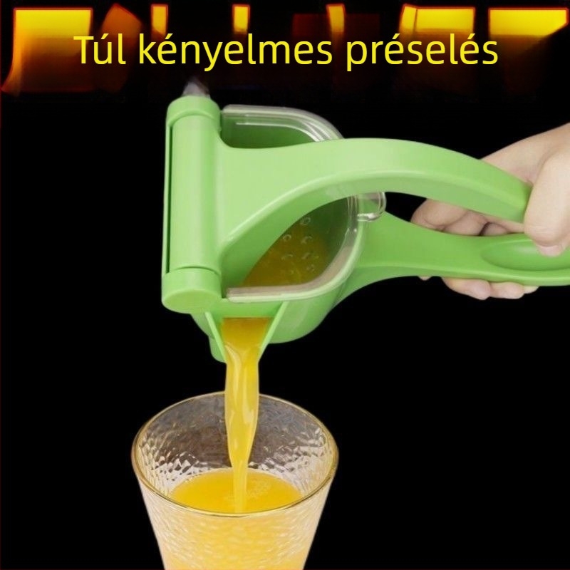 Yigou kézi gyümölcsprés, PP anyagú, elektromos nélkül, citrom- és narancslé kinyerésére, Yiwu eredetű, 2021 nyarán bemutatva.