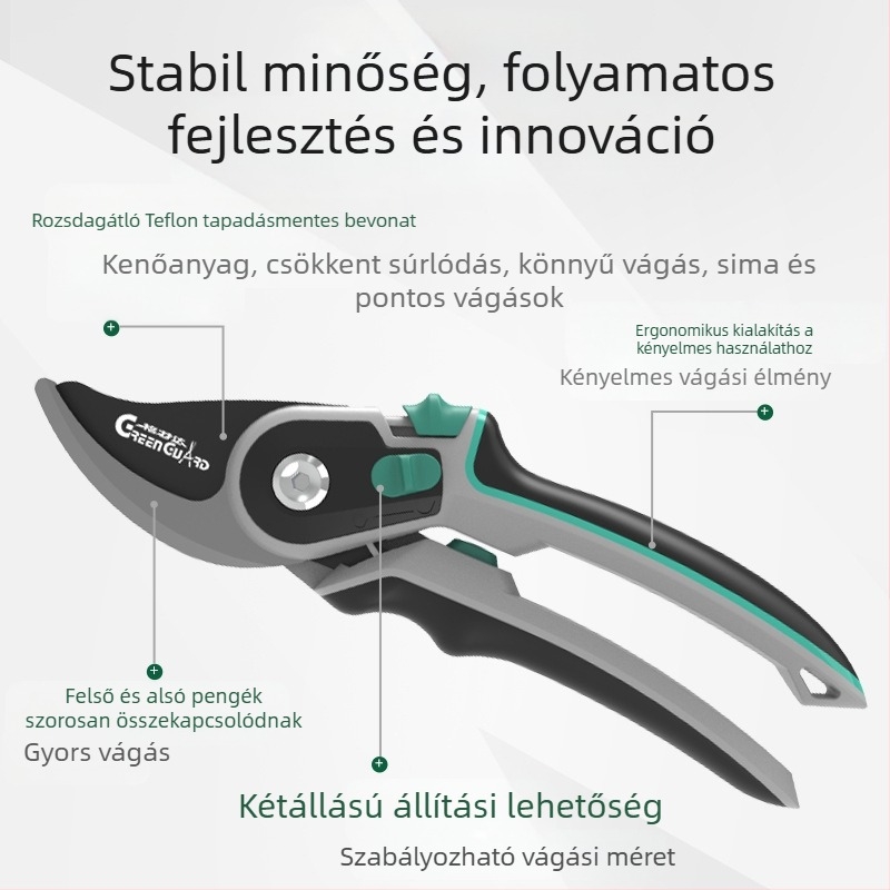 GREEN GUARD SK5 acél kétszeres hatású metszőolló kerthez és virágokhoz