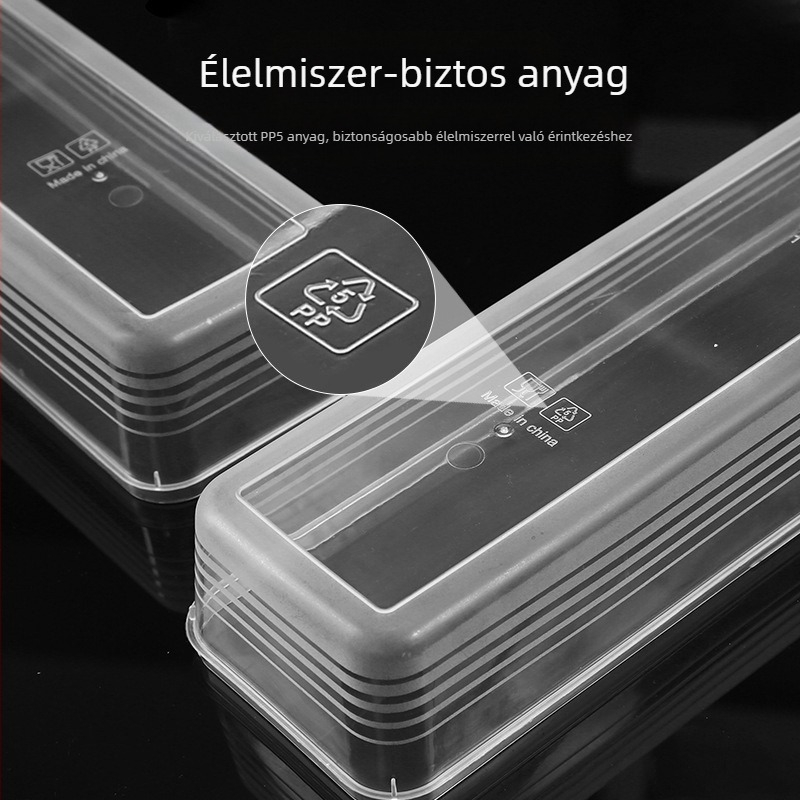 Négyzet alakú műanyag krispr doboz fűszernövények és zöldségek számára, kapacitás 301–500 ml, egyszerű minimalistikus konyhai tároló