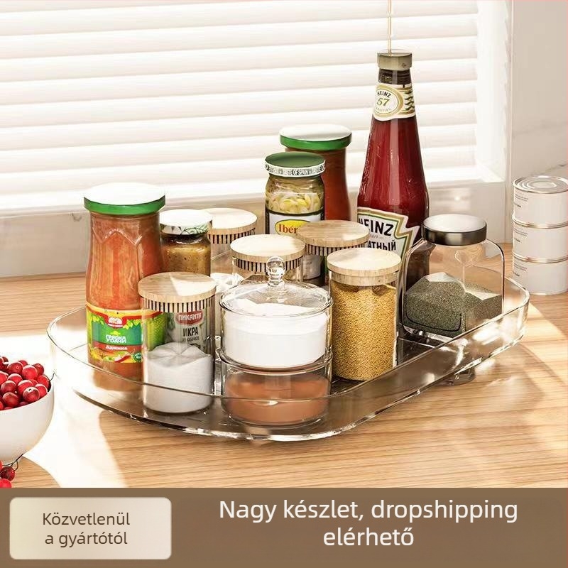 Konyhai forgó fűszertartó ventuzákkal, asztalra vagy hűtőre, 1 rétegű műanyag