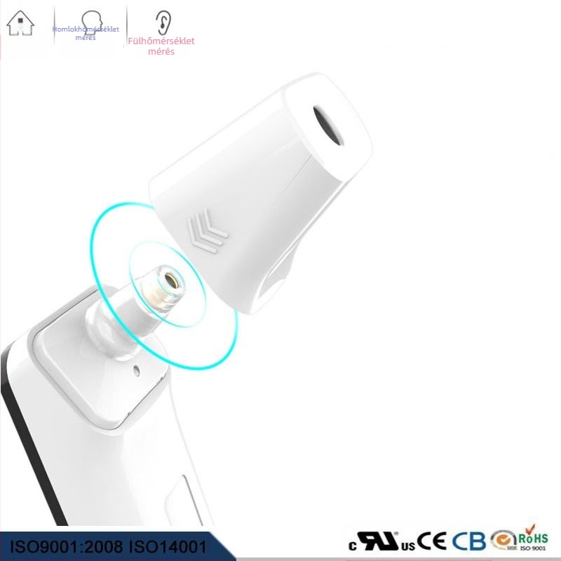 Többfunkciós LED homlok- és fülhőmérő digitális kijelzővel — ALPHAMED UFR102, 2x AAA elem, mérési tartomány 32–43°C