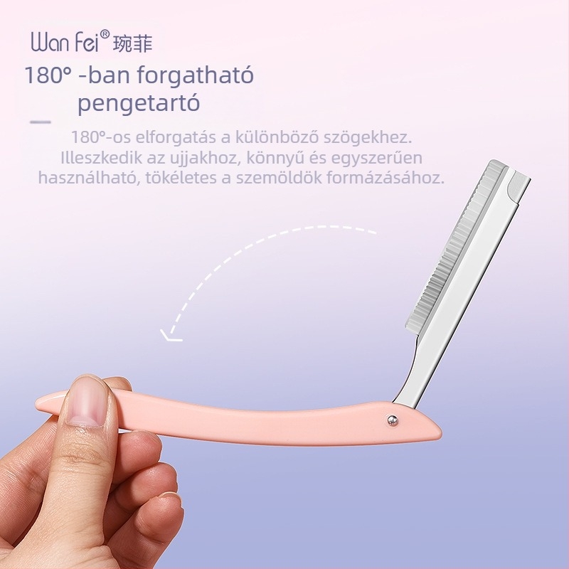 Wanfei professzionális szemöldök-trimmer rozsdamentes acélból, kés tartóval, kezdőknek