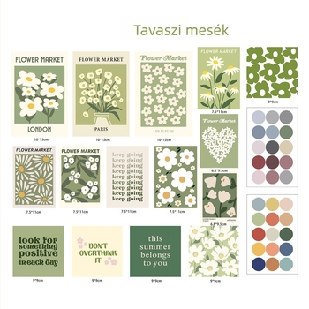 Virágos falikártyák — bevont papír, színes nyomtatás, kis friss stílus, üdvözlőkártyák kategória