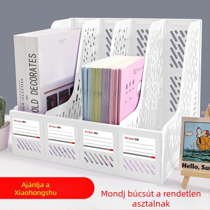 Intellectual Power műanyag fájloszlop-tartó, 4 rétegű asztali rendező, modell 888