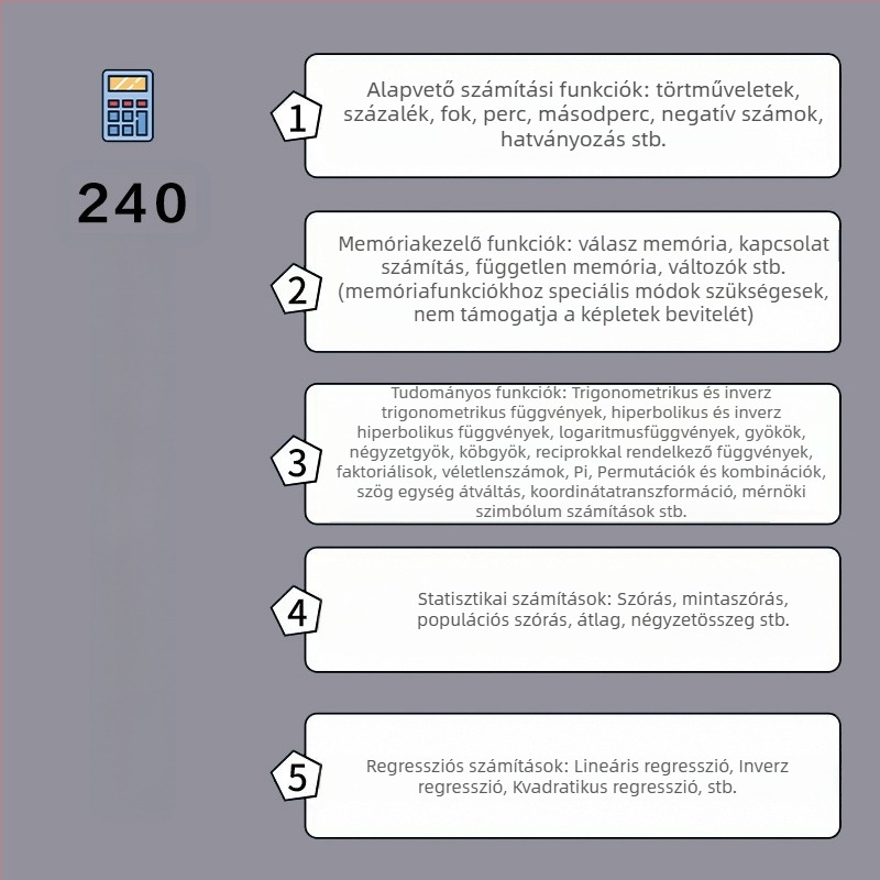 KK82MS-B/D tudományos funkciós számológép, 13 számjegyű kijelző, PS anyagú test, 120 g súly, nyomtatott logóval