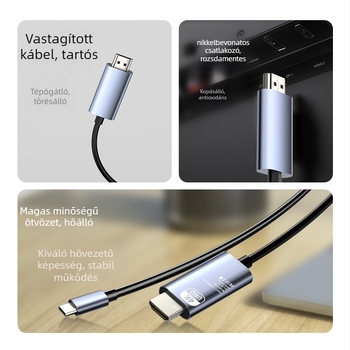USB-C–HDMI adapterkábel 4K60Hz kimenettel PC-hez