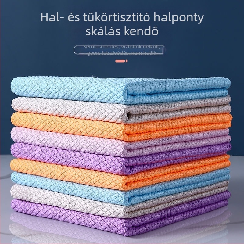 Halcsík mintázatú mikroszálas konyhai kendő, nedvszívó, száraz–nedves használatra, zsírtalanításra üvegfelületeken.