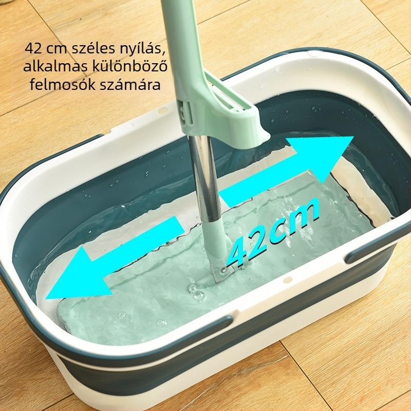Hordozható téglalap alakú mop tartály görgőkkel, összecsukható, műanyag (független márka; 2024-ben debütált; tömeg 720 g)