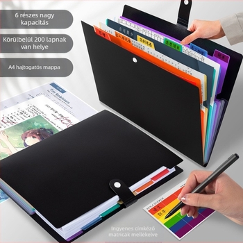 Huijin TB-106 Műanyag 7 rekeszes akkordeon mappa rejtett csattal, testreszabható feldolgozás