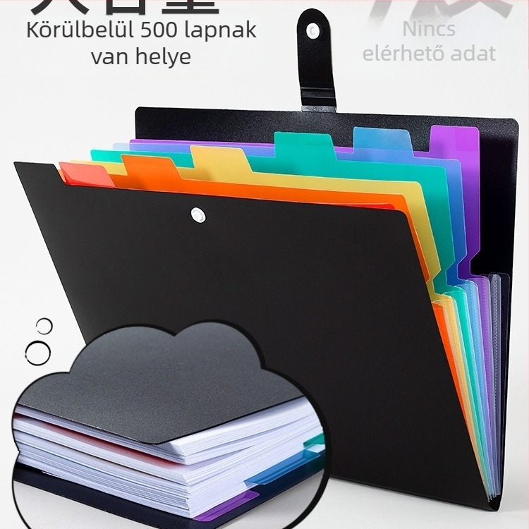 Huijin TB-106 Műanyag 7 rekeszes akkordeon mappa rejtett csattal, testreszabható feldolgozás