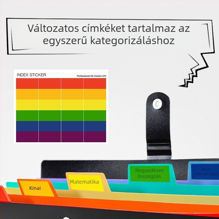 Huijin TB-106 Műanyag 7 rekeszes akkordeon mappa rejtett csattal, testreszabható feldolgozás