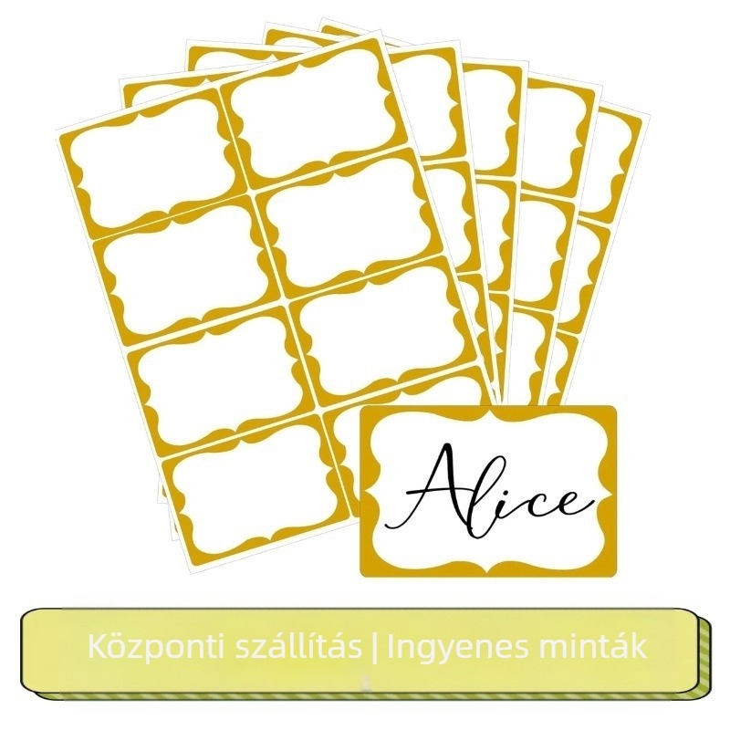 Névjegy címkék csomagoláshoz, PVC öntapadós, téglalap alakú, színes nyomtatás, 0,1 mm vastagság, 75°C hőállóság