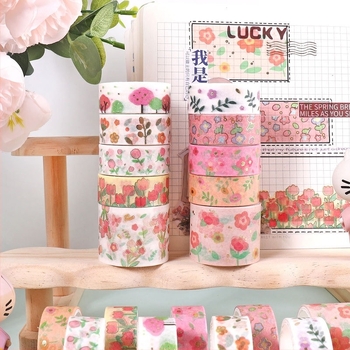 Washi szalag DIY matricás készlet naplóhoz – tavaszi virágos motívumok (Alapanyag: And paper; Vastagság: 0.1 mm; Márka: Yida; Használati terület: Univerzális; Doboz súlya: 76 g)