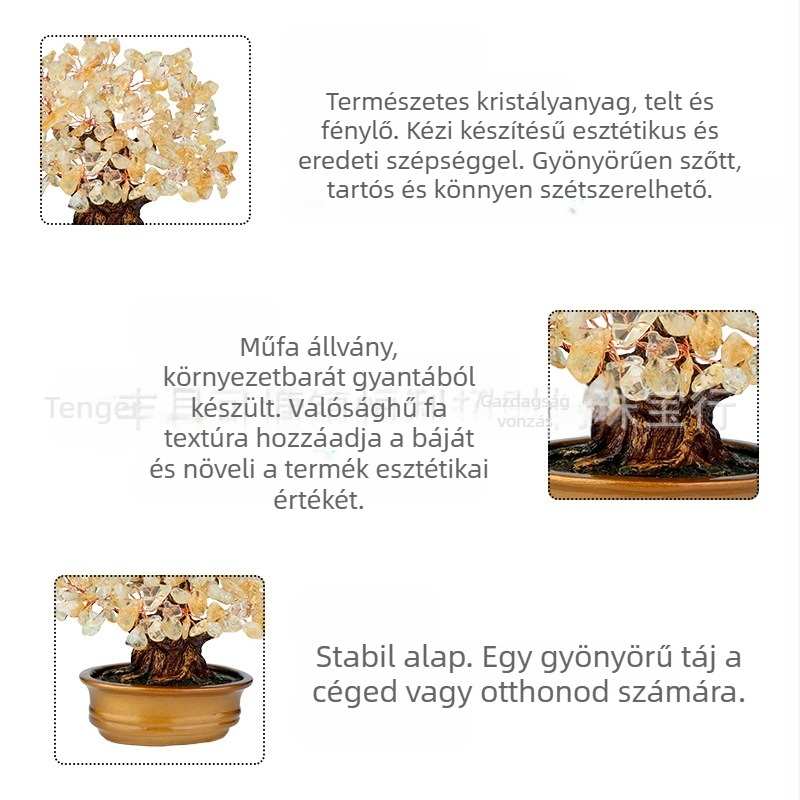 Ametiszt kristályfa – kézzel készített, modern letisztultság, irodai dekoráció