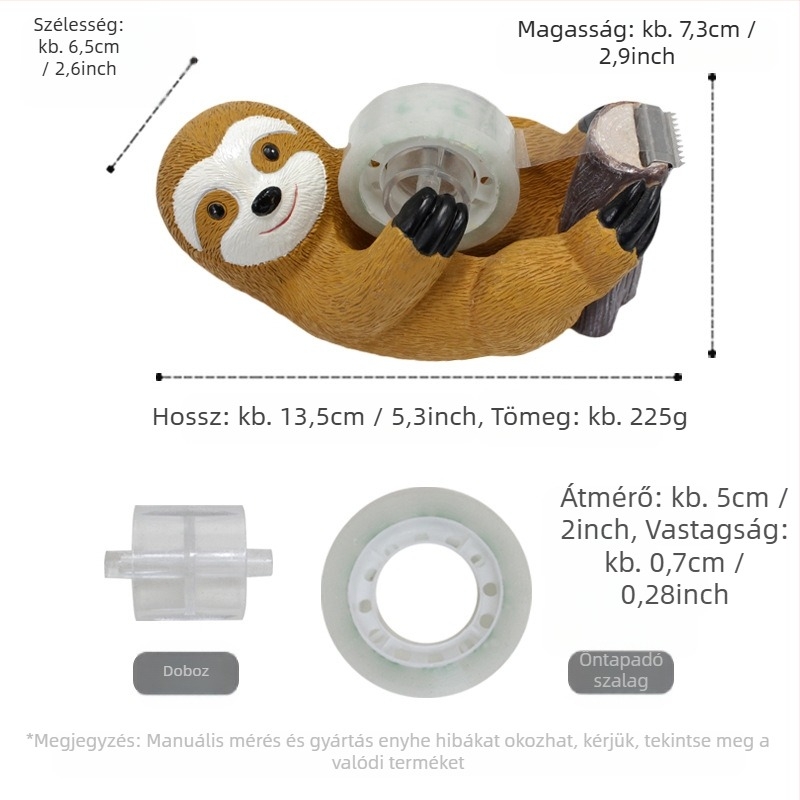 Honggao lajhár alakú szalagadagoló – anyag: gyanta, karton csomagolás, ideális ajándék