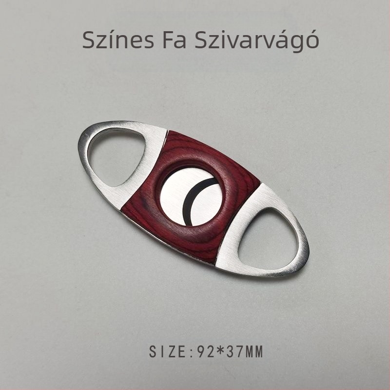 Rozsdamentes acél szivarvágó dupla pengével és fa tokkal — Posen Dragon; testreszabás elérhető.