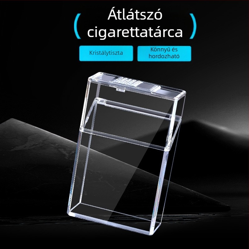 XP008 Férfiaknak szánt átlátszó fehér cigarettatárca és fém öngyújtó — kreatív reklámajándék