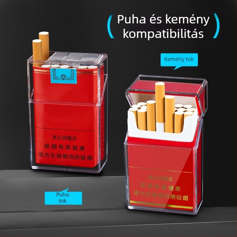 XP008 Férfiaknak szánt átlátszó fehér cigarettatárca és fém öngyújtó — kreatív reklámajándék