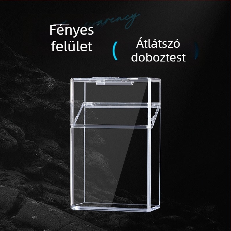 XP008 Férfiaknak szánt átlátszó fehér cigarettatárca és fém öngyújtó — kreatív reklámajándék