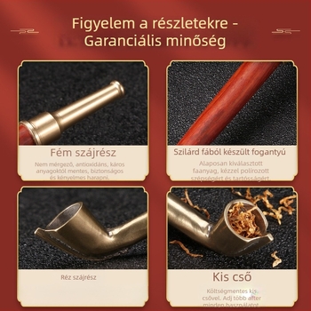 Sárgaréz pipát fa nyéllel, klasszikus stílus, díszítés és gyűjtemény
