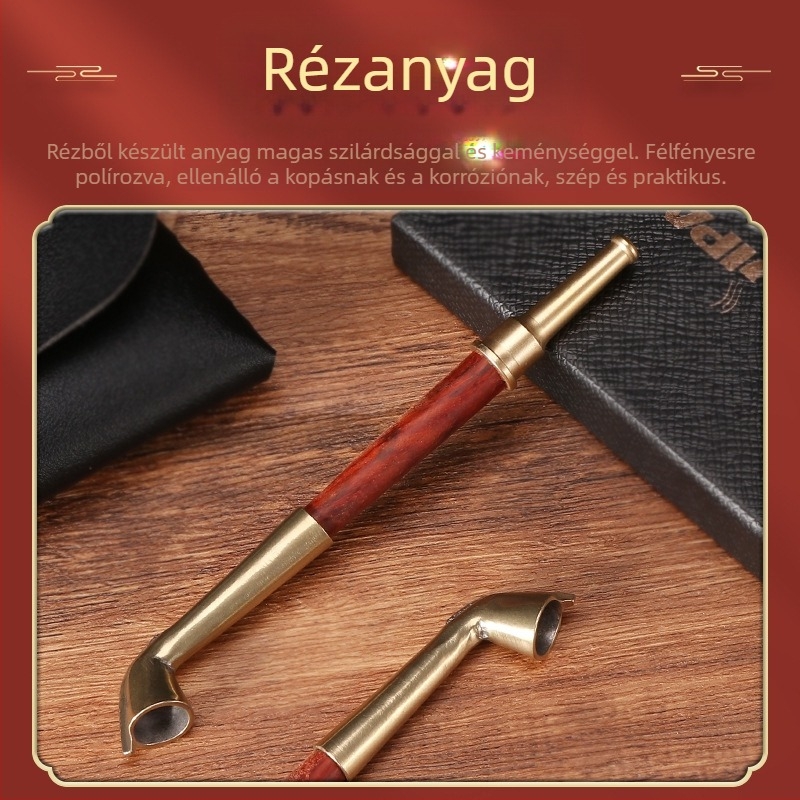 Sárgaréz pipát fa nyéllel, klasszikus stílus, díszítés és gyűjtemény