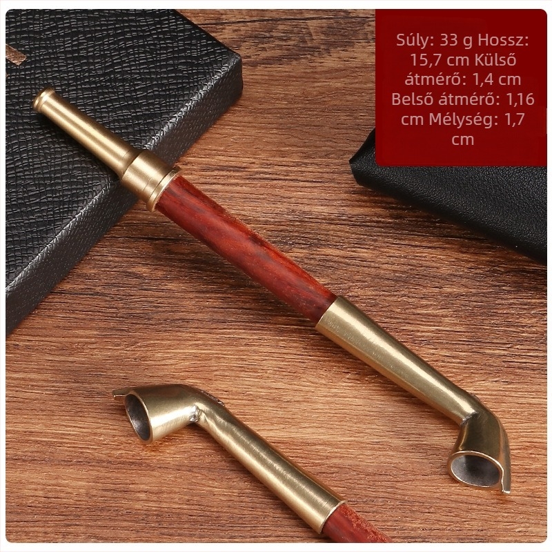 Sárgaréz pipát fa nyéllel, klasszikus stílus, díszítés és gyűjtemény