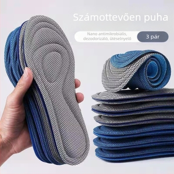 Szabadidős cipő talpbetét — 3D ütéscsillapítás, antibakteriális masszázs, izzadság-elvezetés és lélegző, teljes hosszúságú, uniszex