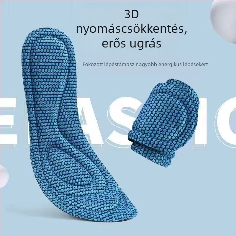 Szabadidős cipő talpbetét — 3D ütéscsillapítás, antibakteriális masszázs, izzadság-elvezetés és lélegző, teljes hosszúságú, uniszex