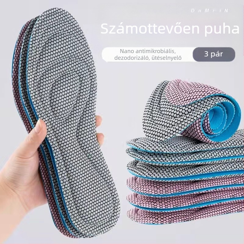 Szabadidős cipő talpbetét — 3D ütéscsillapítás, antibakteriális masszázs, izzadság-elvezetés és lélegző, teljes hosszúságú, uniszex