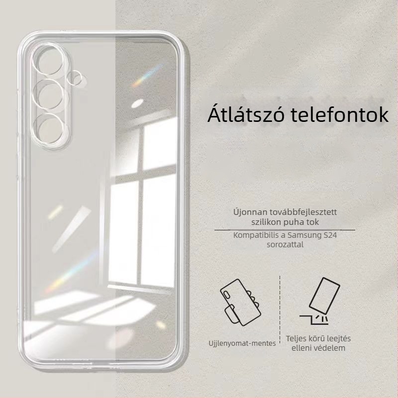 Átlátszó TPU tok Samsung S24/S24 Ultrahoz, teljes körű védelem és kamera lencségének védelme