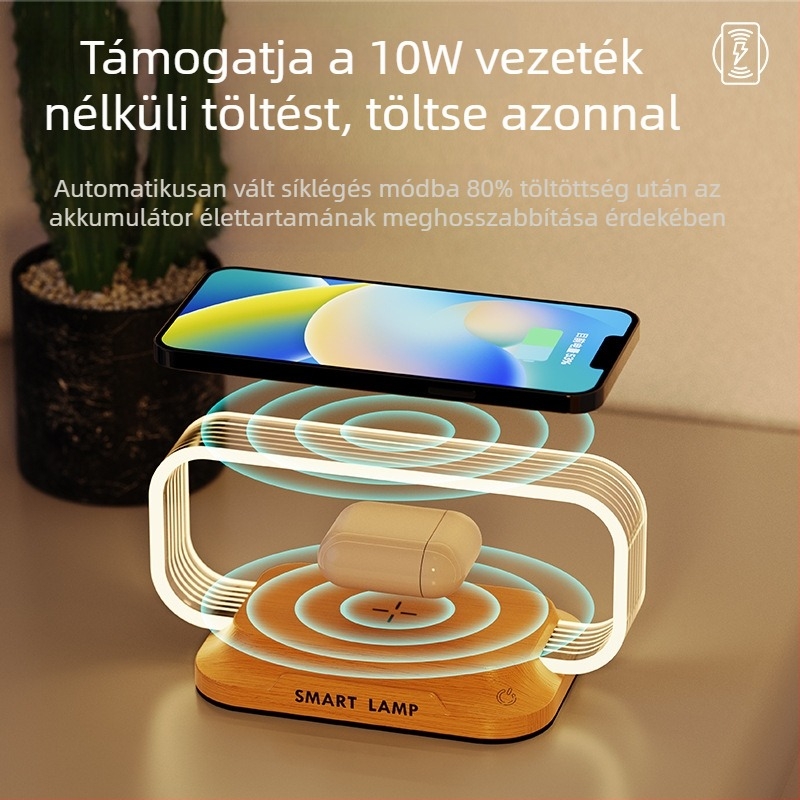 Manjia wr06c Akril éjjeli lámpa intelligens hangvezérléssel az éjjeliszekrényhez, vezeték nélküli gyors töltés – modern minimális stílus, CE tanúsítvány