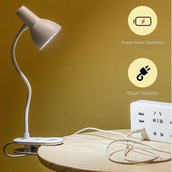 LED összecsukható csipeszes éjjeli lámpa USB-tápellátással, műanyag árnyékolóval, kollégiumi szobához, CRI 70–79