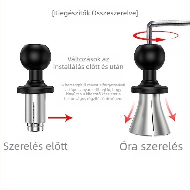 R26 bővítő gömbfej Kaiweige előre villás mobiltartóhoz — Modell: R26, Márka: Kaiweige, Kompatibilis az elülső villa lyukaival