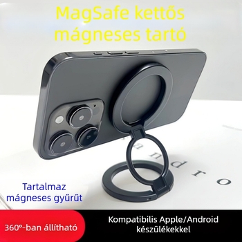 Autós telefontartó MagSafe-kompatibilis, kétoldalú mágneses gyűrű, fém, univerzális