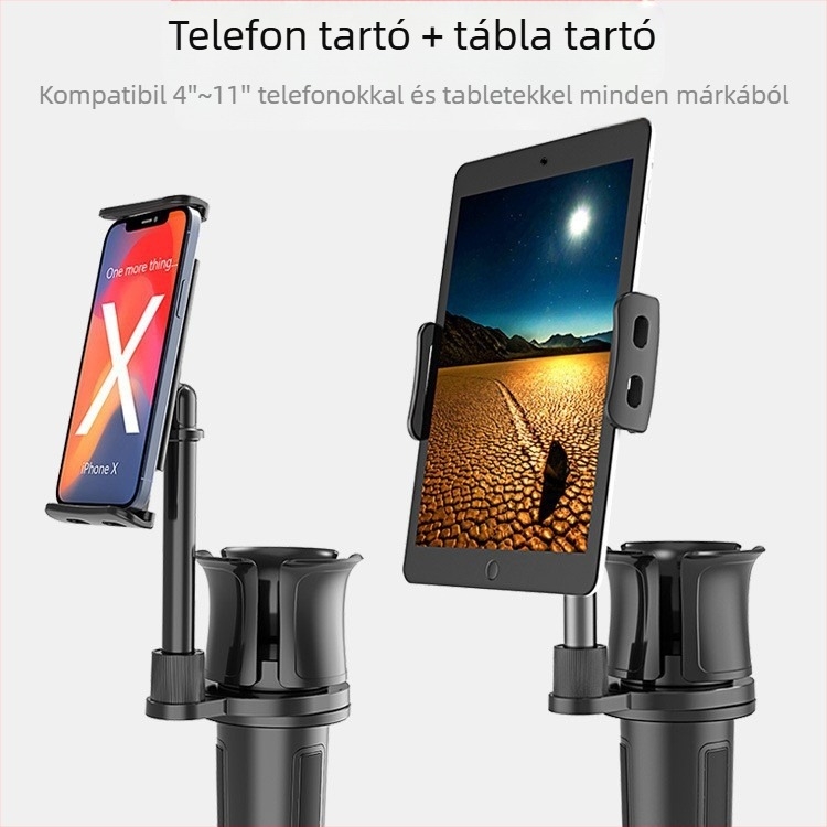 Autó pohártartó keret, hátsó ülésre szerelhető; pohár vízhez, telefonhoz és tablethez; UBINA; Anyag: ABS + aluminiumötvözet; Modell 109; Testreszabható; Licenszelhető magáncímke